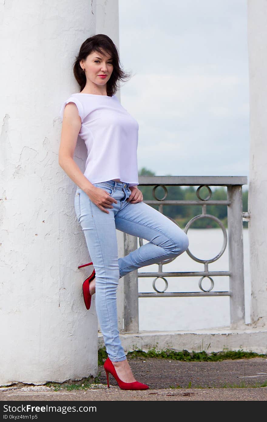 White, Jeans, Beauty, Footwear