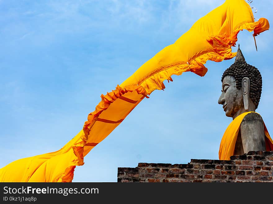 Buddha statues in Phra Nakhon Si Ayutthaya, at Wat Yai Chai MongkolMongkhon Thailand, one of the famous historical landmark in the center of Thailand