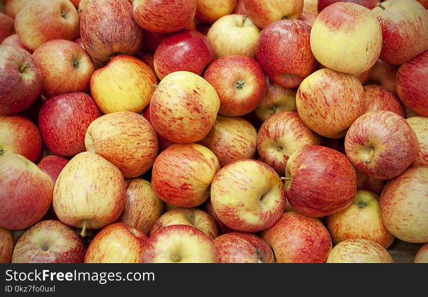 Fresh apples spread out an even layer as a background.