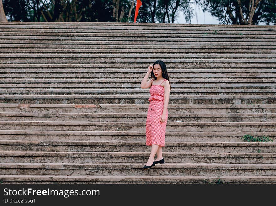 Woman In Spaghetti Strap Dress