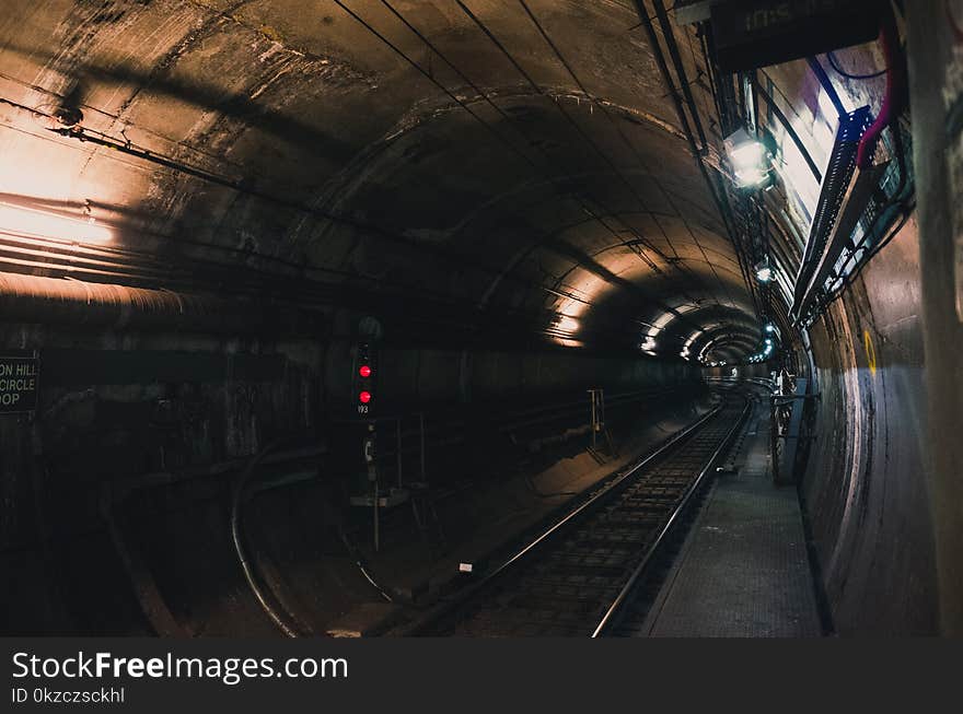 Black Train Rail Tunnel