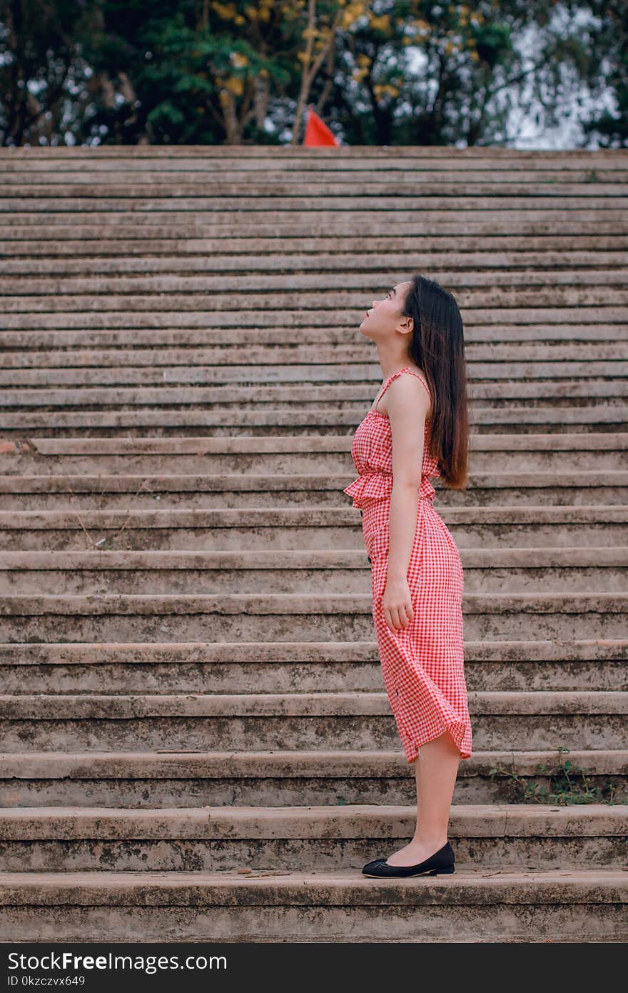 Standing Woman Wearing Dress