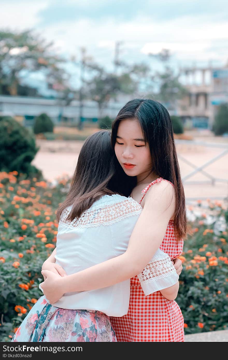 Two Girls Hugging