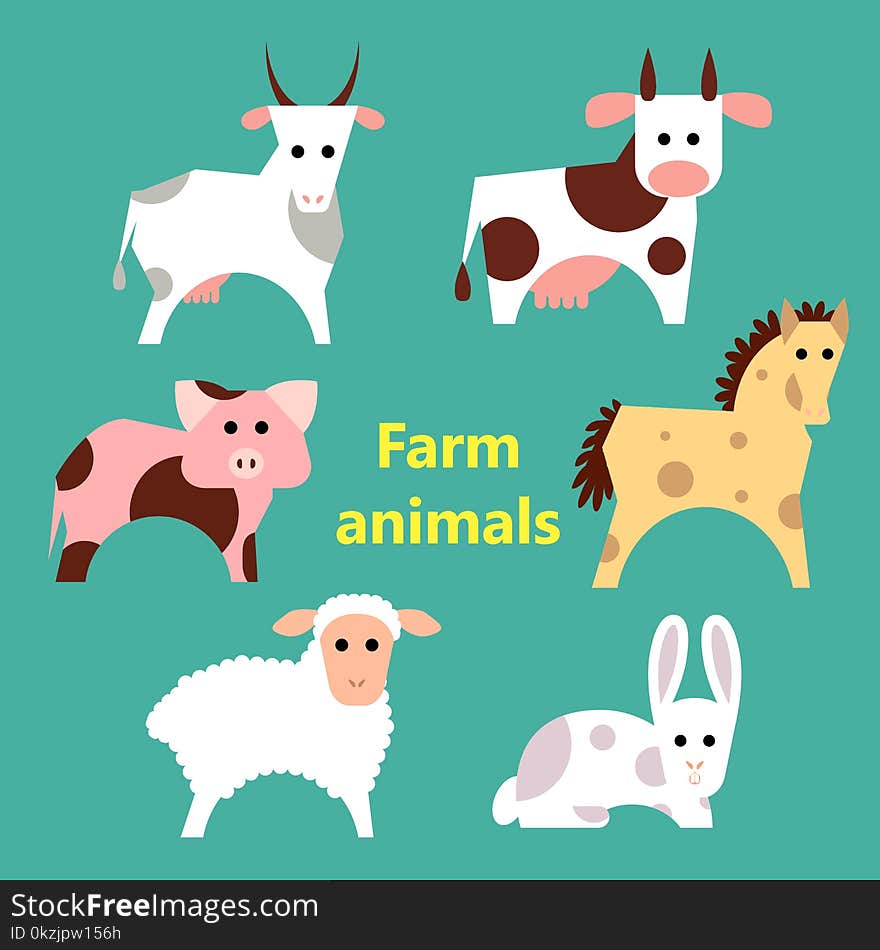 Set of farm animals