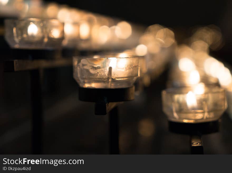 Religion Candle in cathedral - selective focus