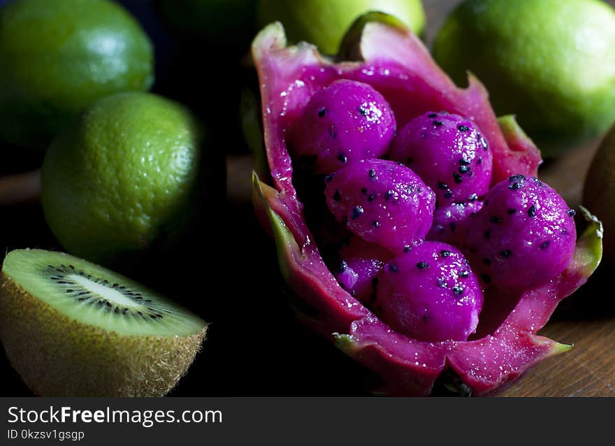 Fresh, pink pitaya, also known as dragonfruit ready to eat!. Fresh, pink pitaya, also known as dragonfruit ready to eat!