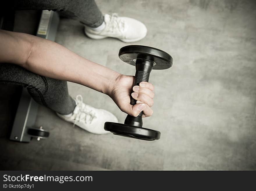 Weight-lifting and exercise in fitness, healthy sport, fit and firm