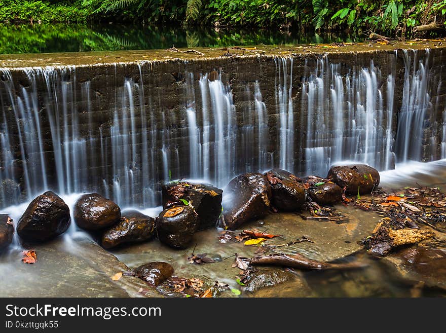 Small artificial waterfall