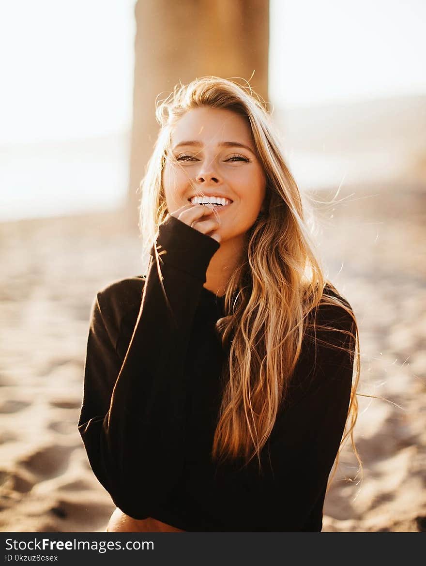 Woman Wearing Black Long-sleeved Shirt