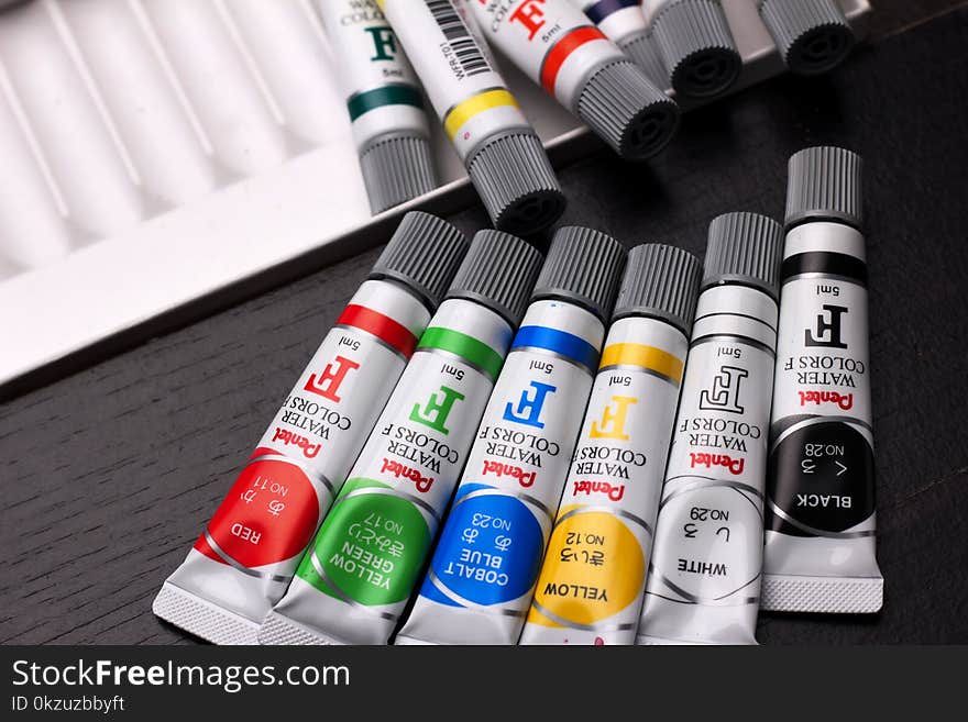 Six Assorted Colour Paint Tubes