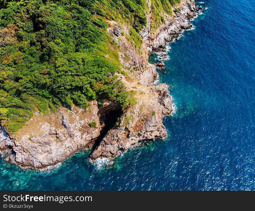 Green and Brown Island Aerial Shot