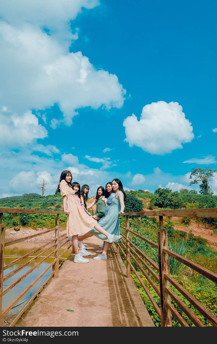 Six Woman on Bridge