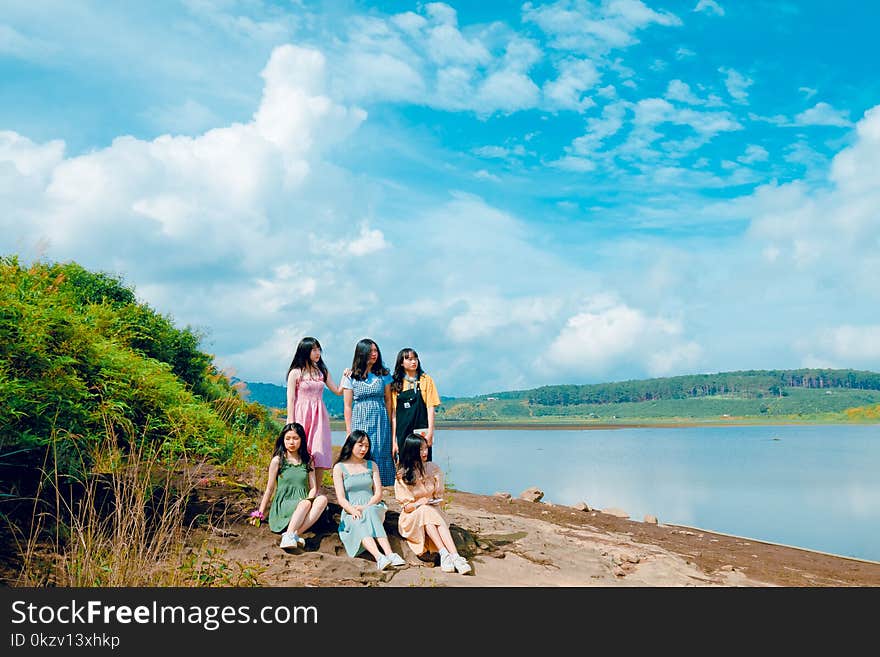 Photo Of Six Girls Near Body Of Water