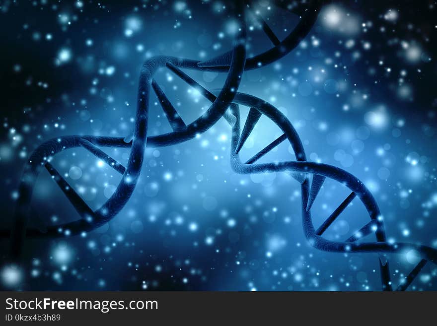 Concept Of Biochemistry With Dna Molecule In Medical Abstract Background. 3d Rendering