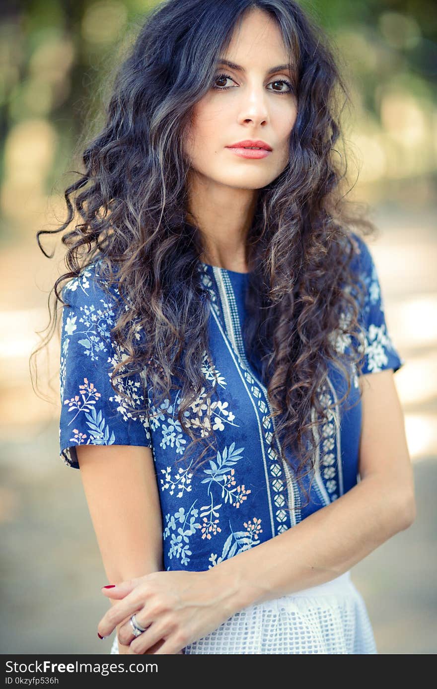 Portrait of a young beautiful girl in a summer park. Portrait of a young beautiful girl in a summer park