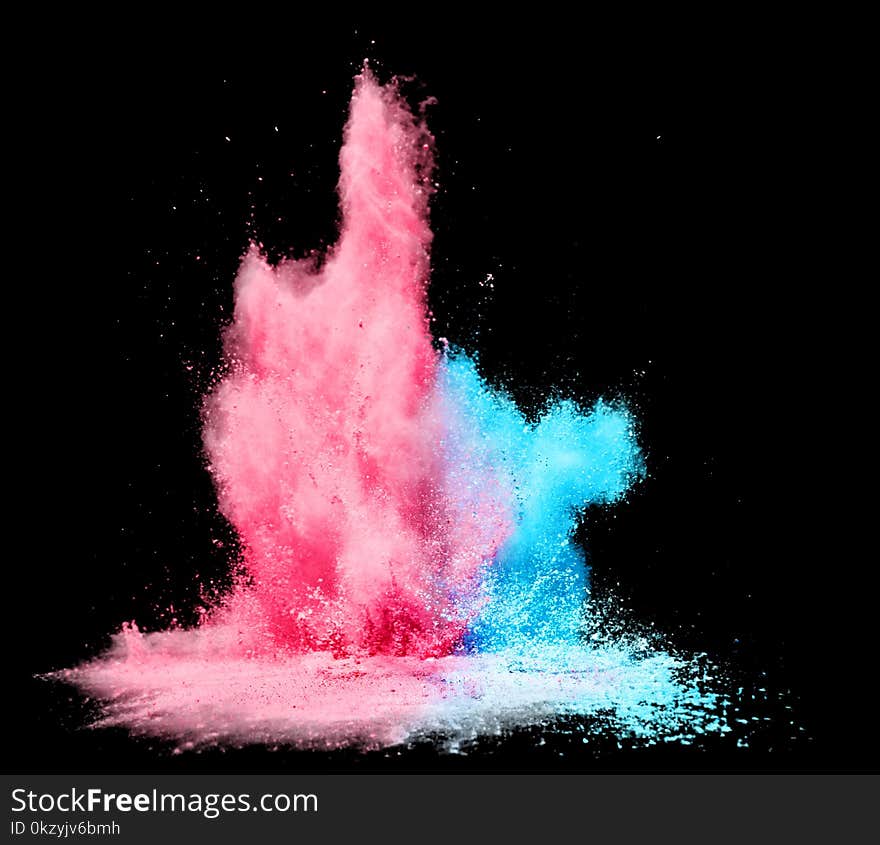 Powder splash color powder explosion abstract background black