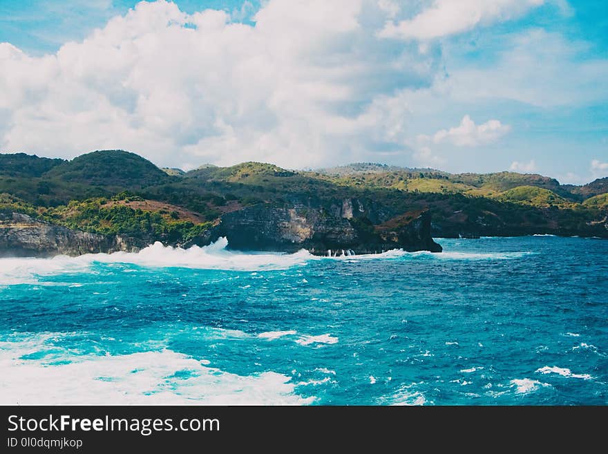 Sea Waves Crashing Against Stone