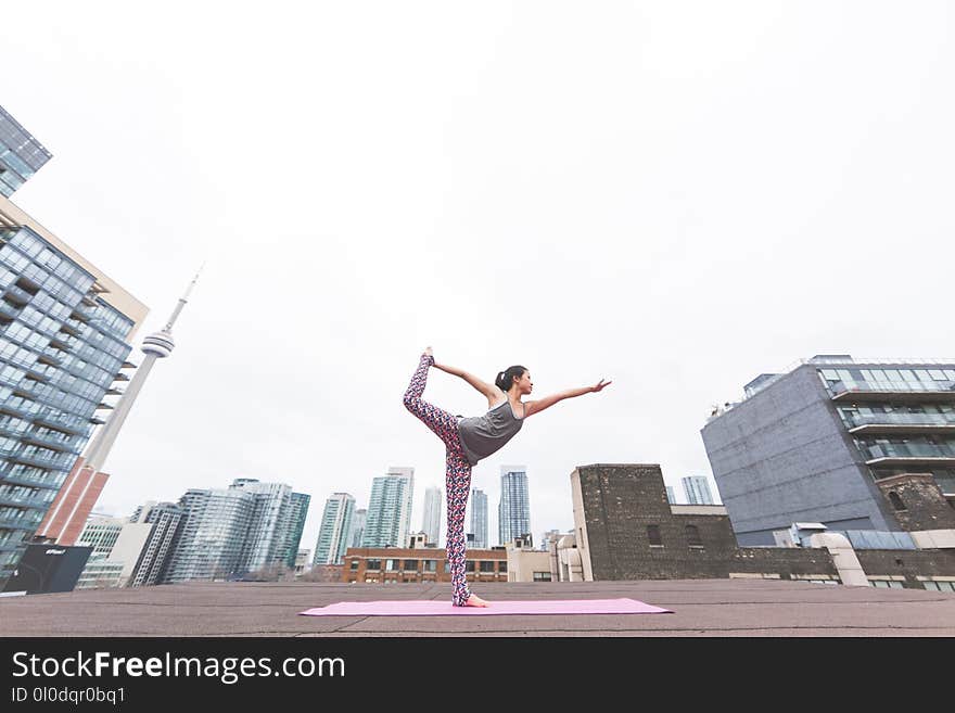 Worm&#x27;s-eye View of Woman Doing Yoga