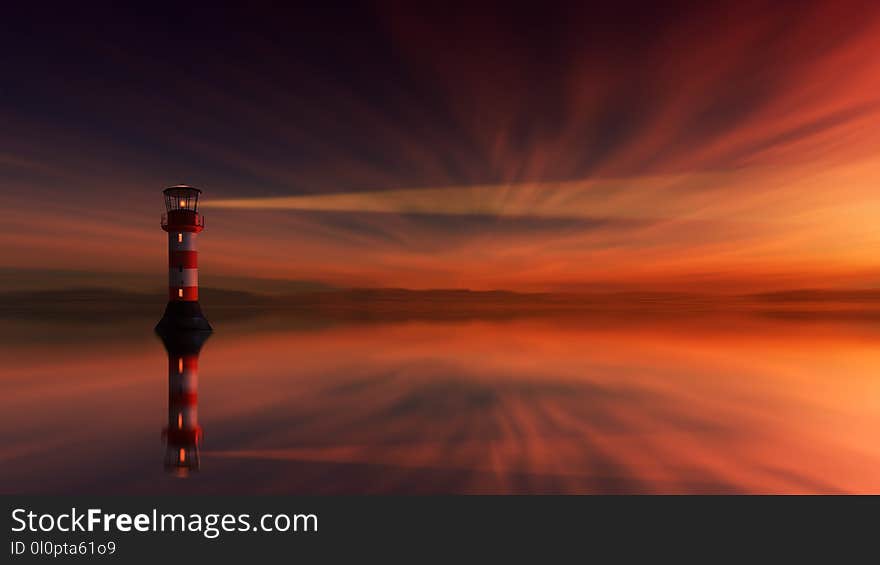 Red and White Lighthouse