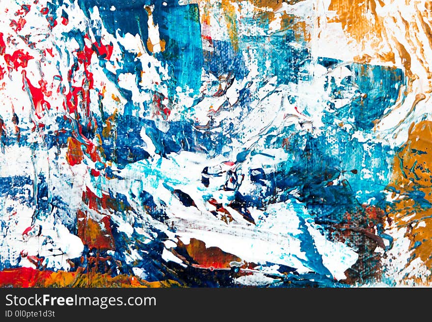 Blue, White, Red, and Yellow Abstract Painting