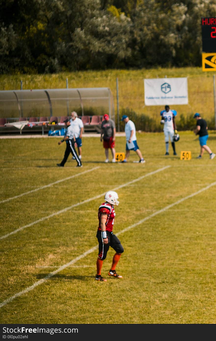 Football Player in Red Jersey