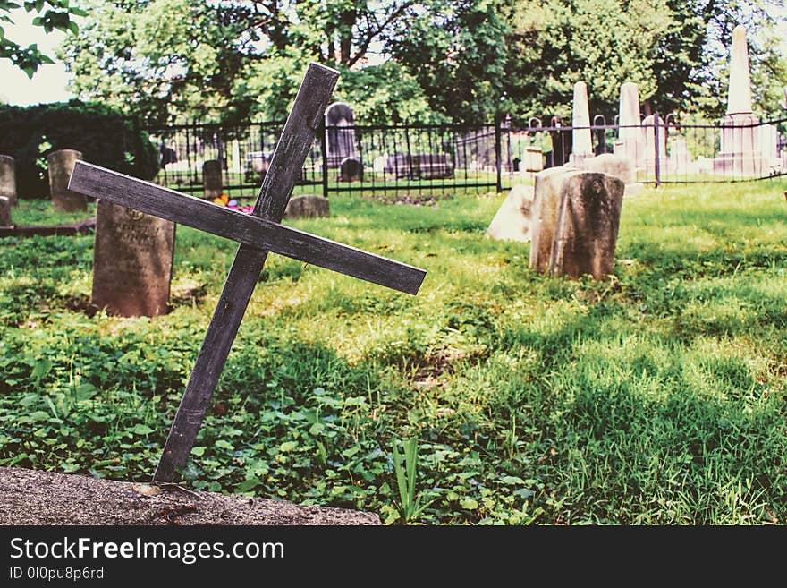 Photography of Wooden Cross on Green Grass