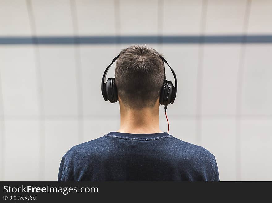 Man Wearing Black Headphones