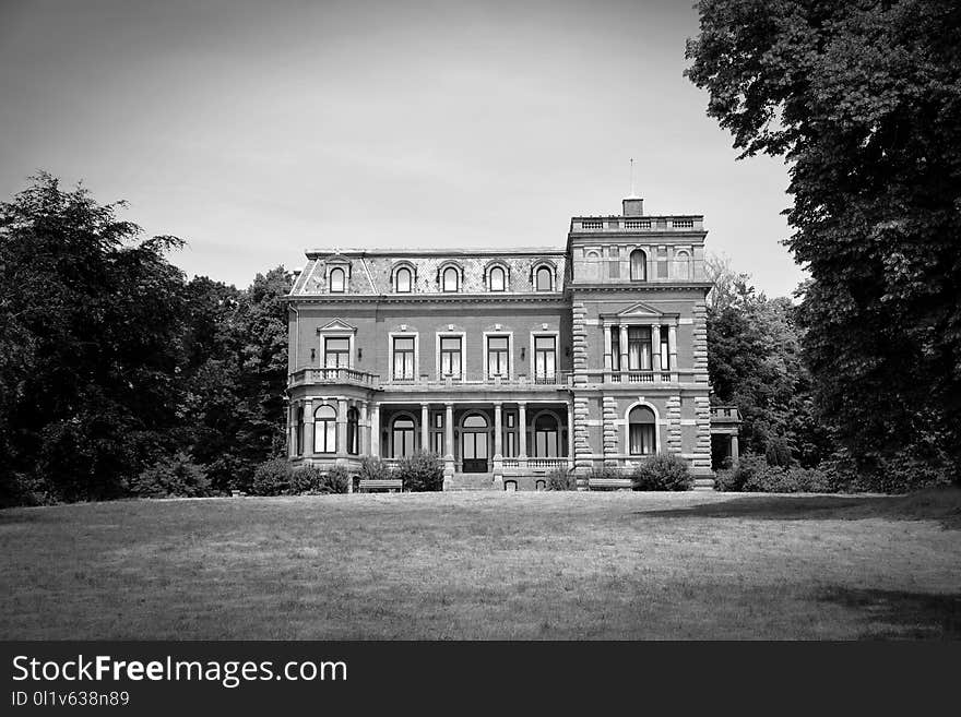 Landmark, Black And White, Stately Home, Estate