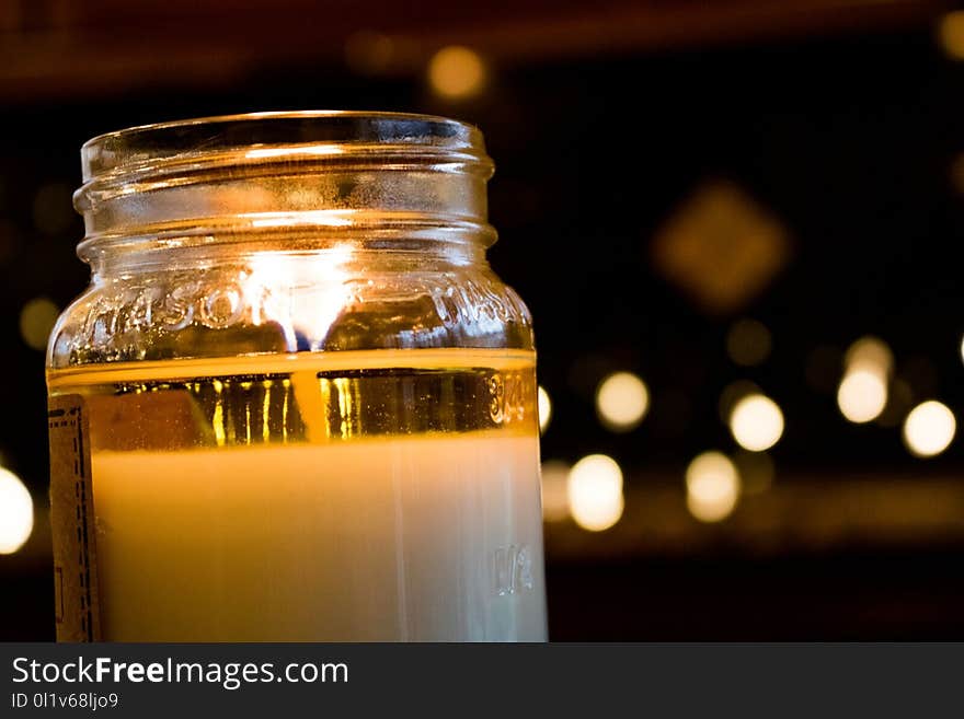 Mason Jar, Lighting, Candle, Bottle