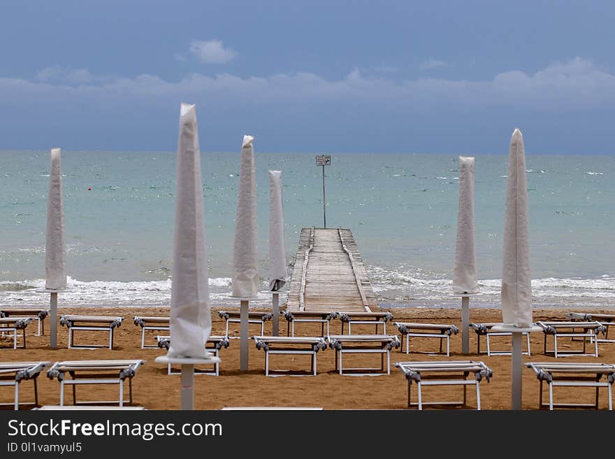 Sea, Sky, Column, Horizon