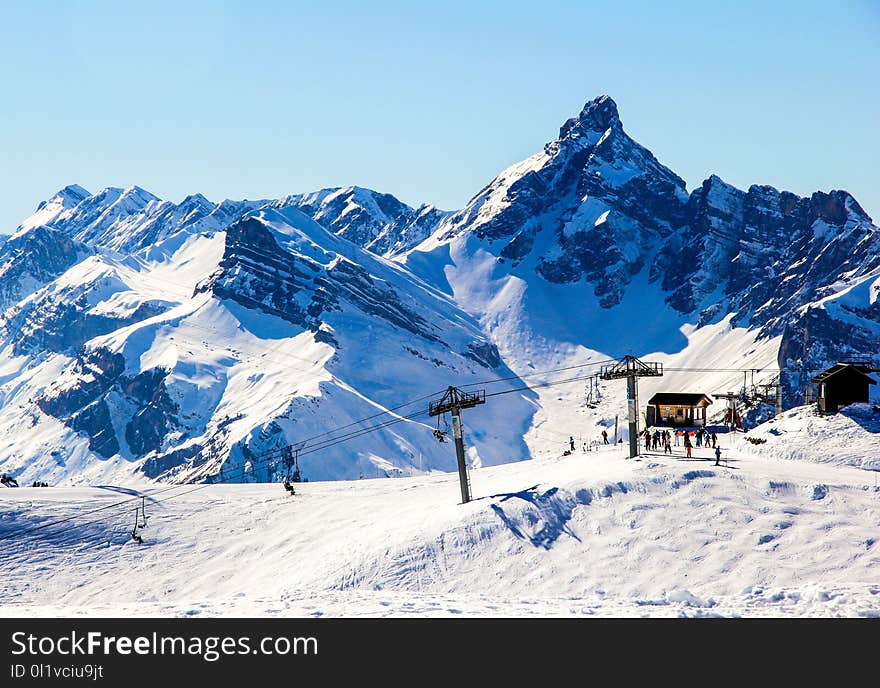 Mountain Range, Mountainous Landforms, Winter, Piste