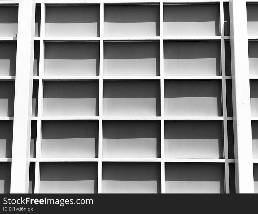 Shelving, Furniture, Shelf, Black And White