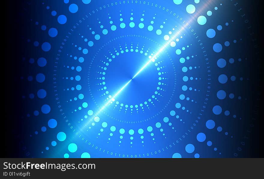 Blue, Light, Circle, Fractal Art