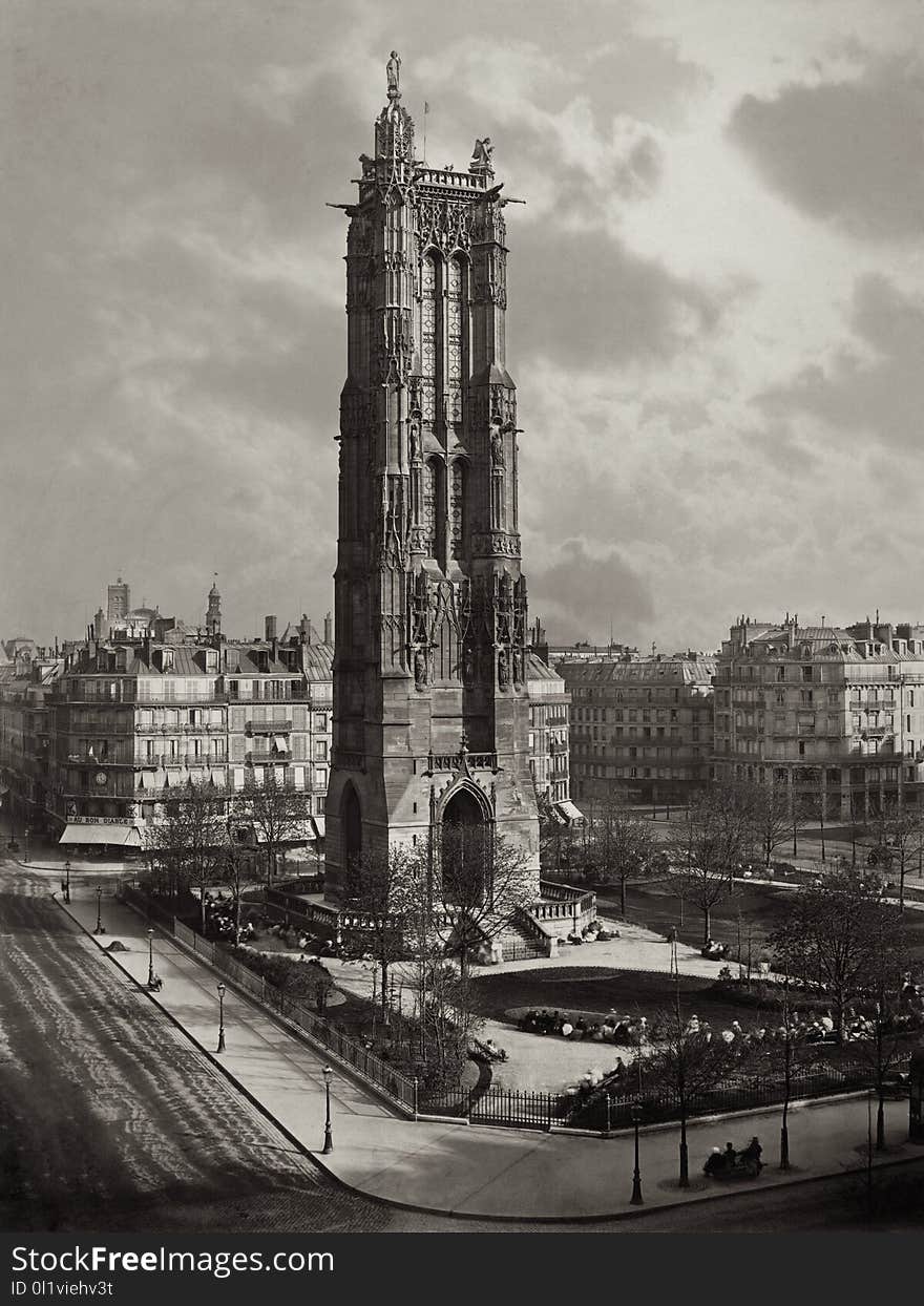 Sky, Black And White, Landmark, Tower