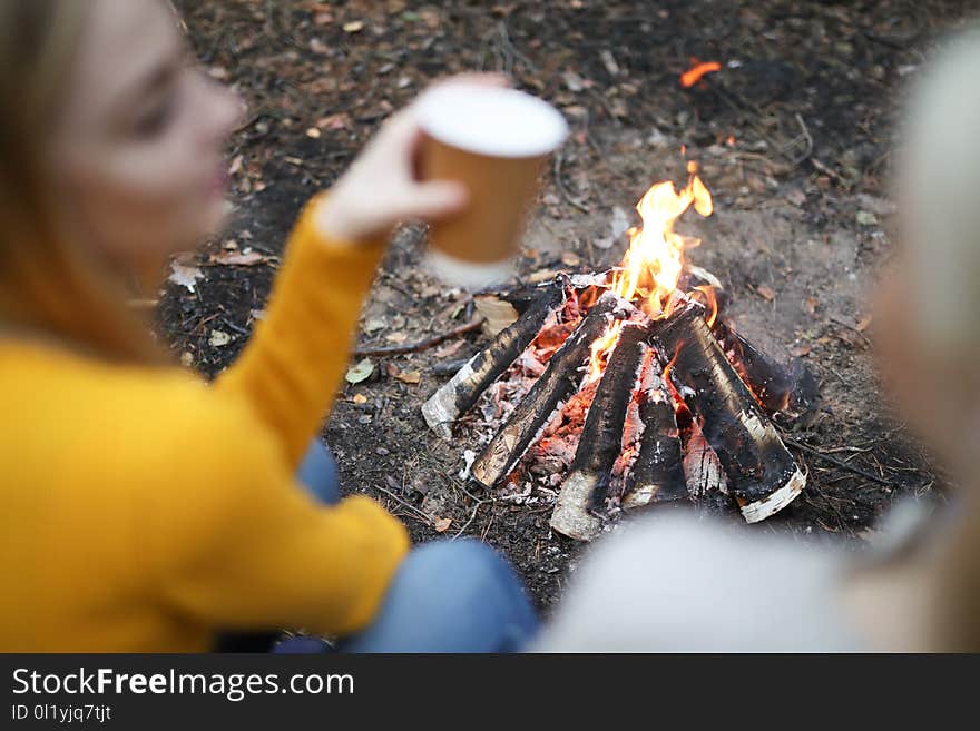 Travel and explore. Women in the forest