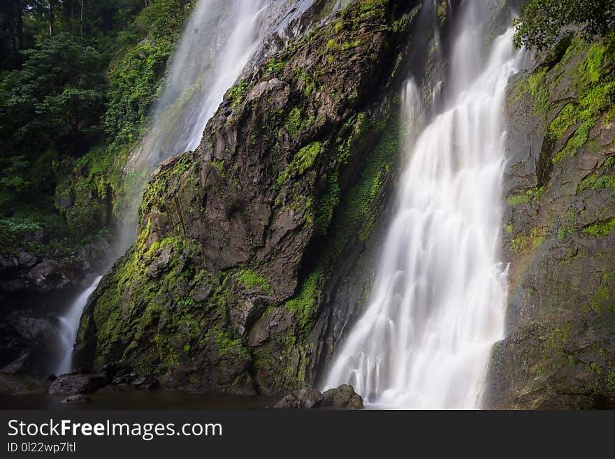 Waterfall close up in the natural deep forest. Waterfall close up in the natural deep forest