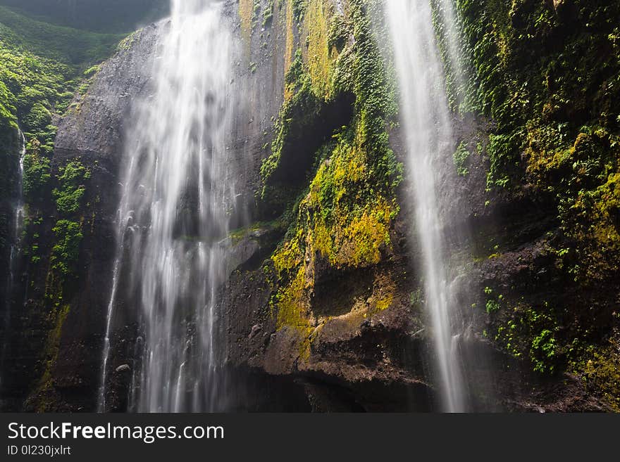 Waterfall close up in the natural in deep forest