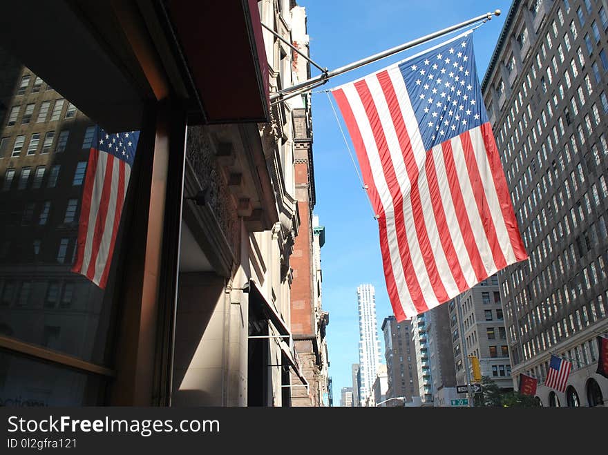 Flag, Flag Of The United States, Building, City