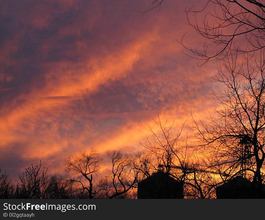 Sky, Red Sky At Morning, Afterglow, Dawn