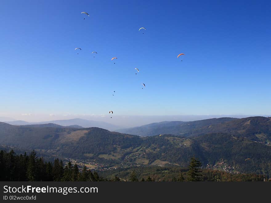 Sky, Paragliding, Air Sports, Mountain Range