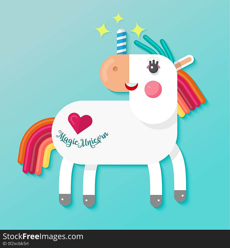 Flat Design Unicorn.