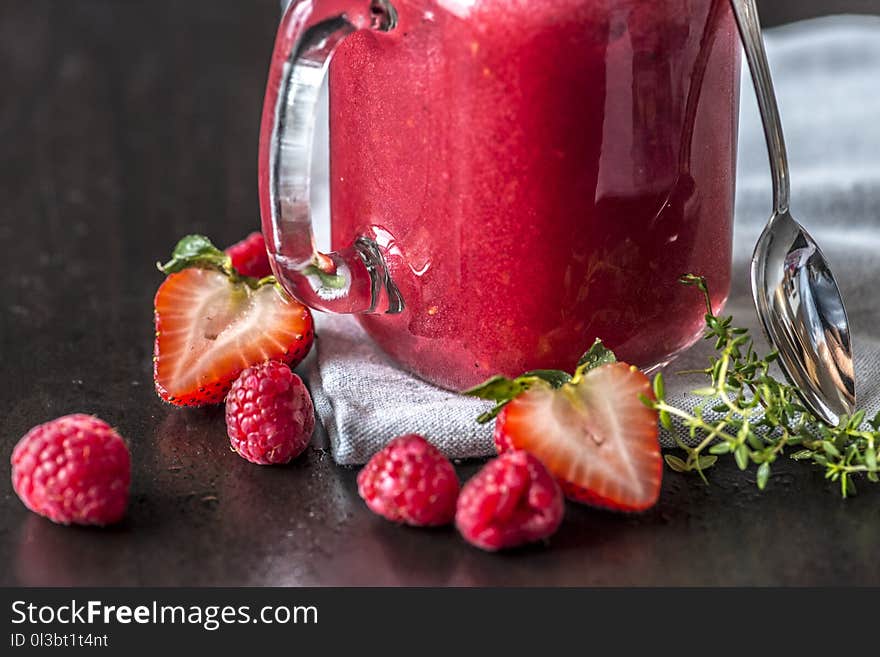 Strawberry and Clear Glass Jar