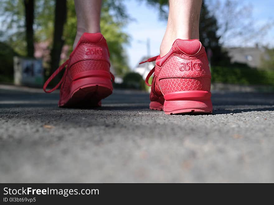 Photo of Person Wearing Red Low-top Sneakers