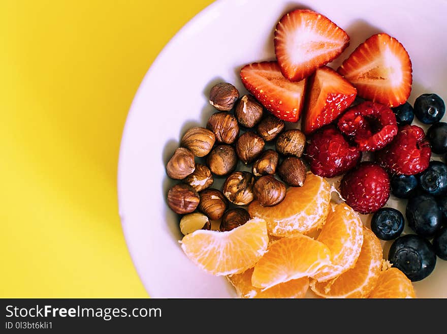 Assorted Fruits on White Ceramic Plate