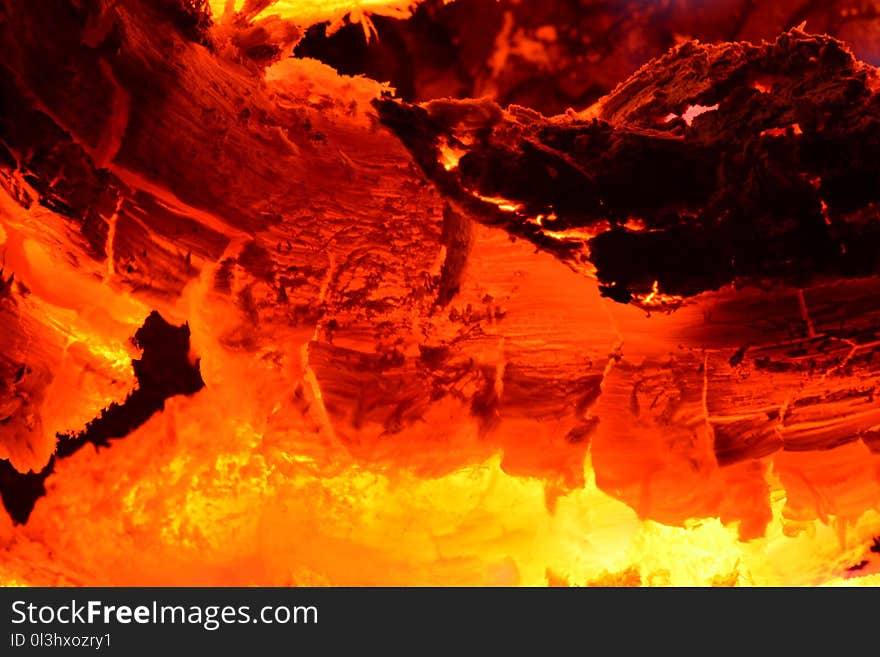 Geological Phenomenon, Orange, Lava, Flame