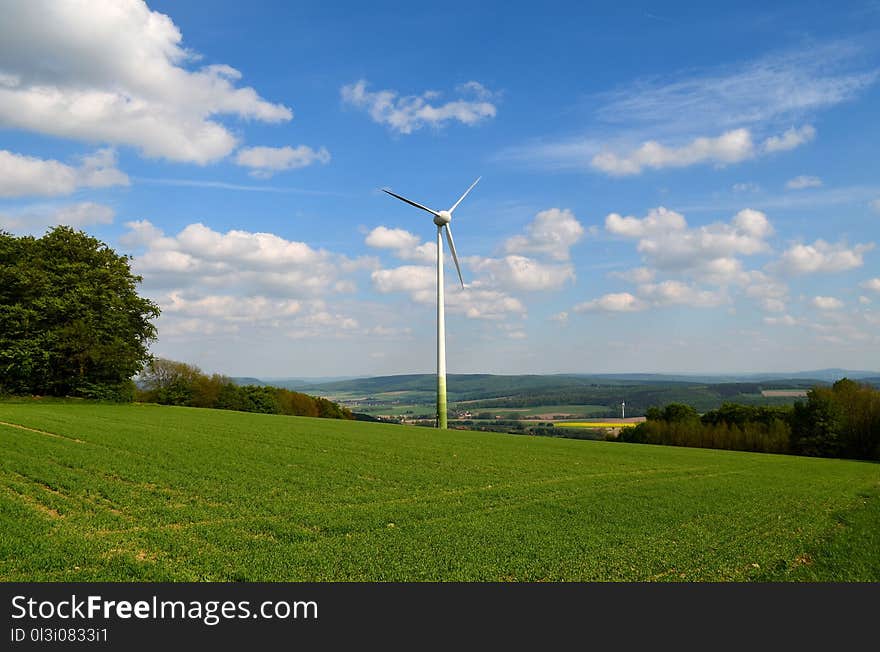 Grassland, Wind Turbine, Wind Farm, Windmill