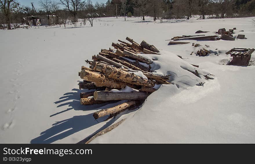 Snow, Winter, Geological Phenomenon, Wood