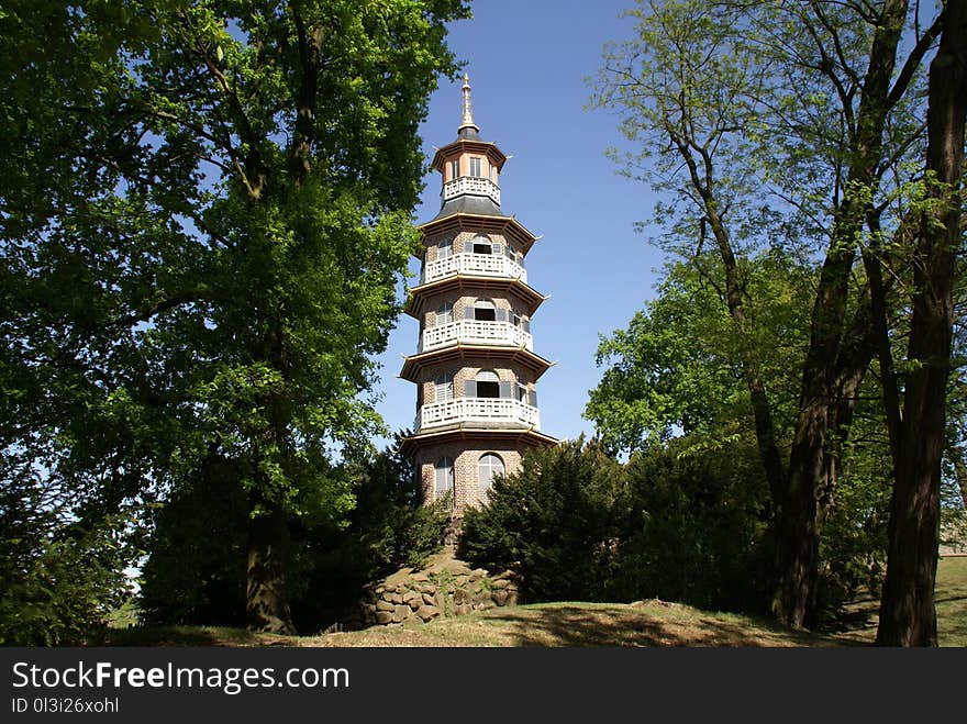 Landmark, Tower, Pagoda, Tree