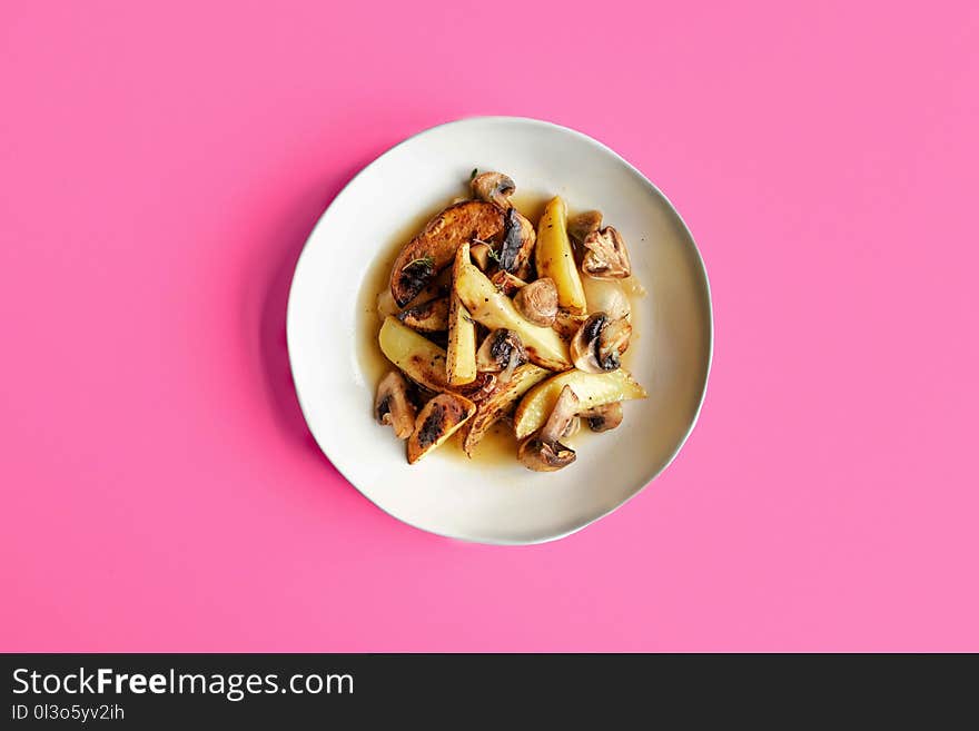 Top View Photo of Dish on White Plate