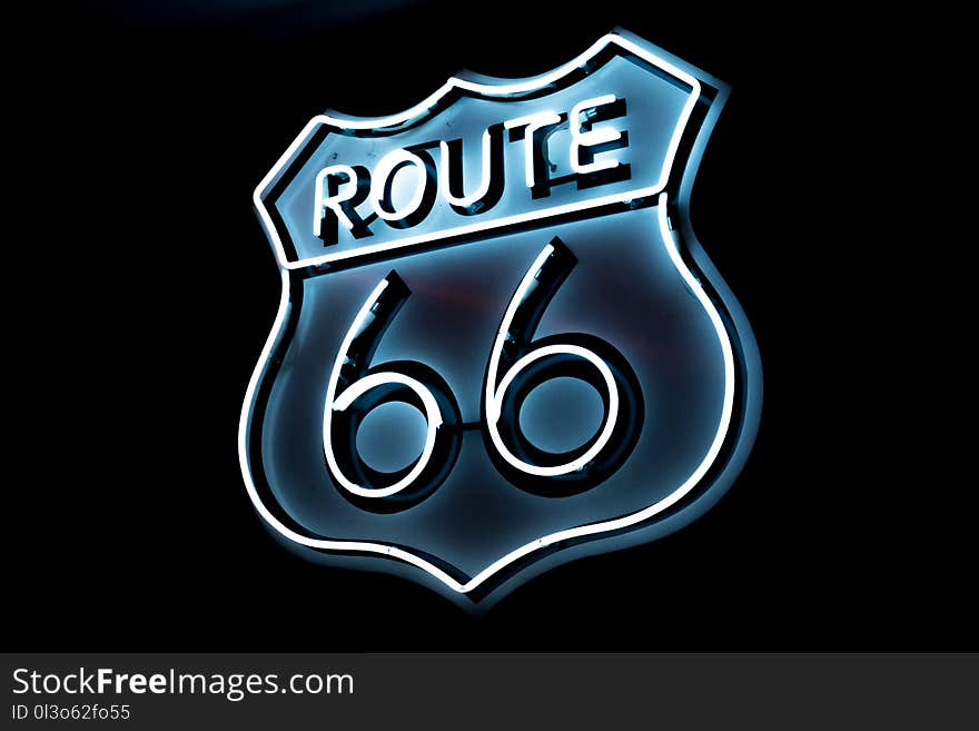 White and Blue Route 66 Logo